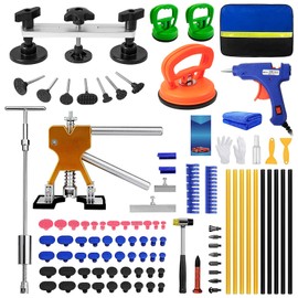 97pcs Dent Puller Kit, Paintless Dent Removal Kit for Dent Repair, Dent Repair Kit with Golden Lifter, Slide Hammer T-Bar, Bridge Puller, Car Dent Puller Kit for Auto Hail Damage Door Ding