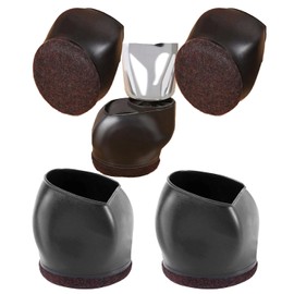 S.fields.inc Caster Fixed Rubber Fixed Leg Stopper Caster Mat Soundproofing Wheel Chock Chair Replacement Black (Set of 5)