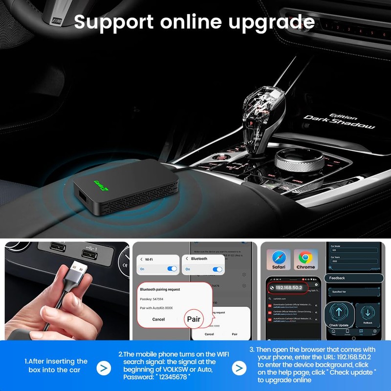 Carlinkit 5.0 Wireless Adapter Fits for Wired CarPlay or Wired