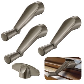 Avenuebool 3/8 Inch Window Crank Handle with T-Handle, Fits 3/8 Inch 12 Spindles Only, Compatible with Anderson Casement Crank Window Handle, Smooth 360-Degree Operation, Stone Finish(4 Pack)