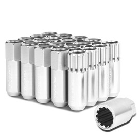 Auto Dynasty M12 x 1.5 Open End Design 16-Piece Anodized Aluminum Alloy Wheel Lug Nuts + 4 x Lock Nut + 1 x Lock Nut Key (Silver)