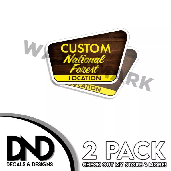 Custom National Forest Location Decals 4" x 2.6" Park Sign