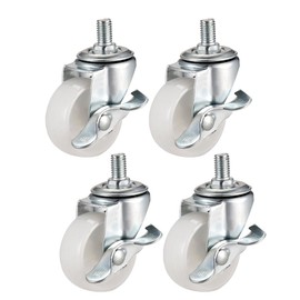 sourcing map 2 Inch Swivel Caster Wheels PP 360 Degree Threaded Stem Caster Wheel with Brake M8 x 15mm, 198lb Total Load Capacity, Pack of 4