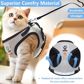YYAQZD Cat Harness with Lead, Escape Proof, Cat Harness Set, Escape Proof for Cats, Dogs with 5 m / 16.4 Feet Cat Lead, Adjustable Cat Vest (M)