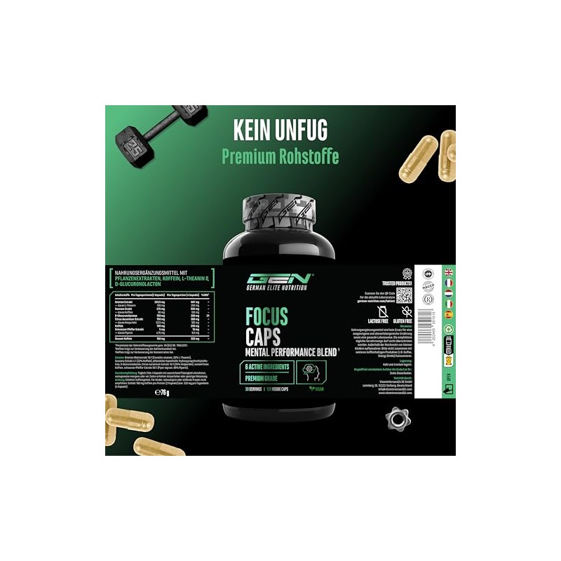 Focus Caps - 120 Capsules - Mental Performance Blend with