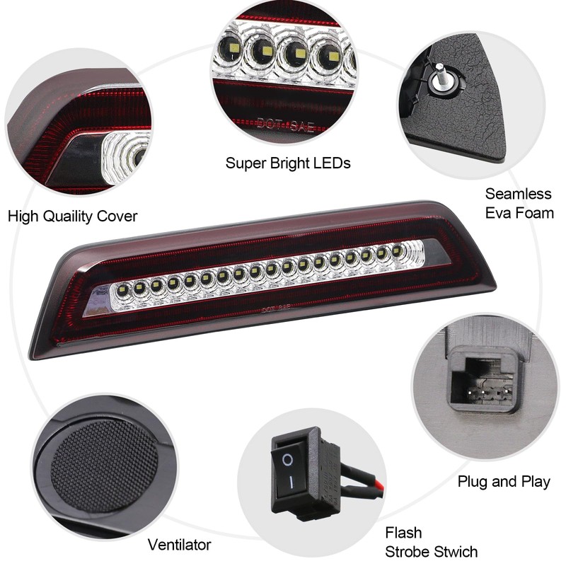 AUYICH Third Brake Light Compatible with Tacoma 2016-2023, LED Rear