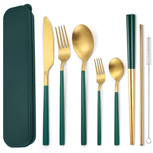 AARAINBOW 6 Pieces Stainless Steel Flatware Set Portable Reusable Cutlery