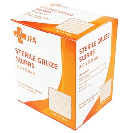 JFA Medical Premium Sterile Gauze Swabs 5cm x 5cm - Pack of 100