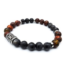 Viking Futhark Rune Gemstone Bracelet (18/21 cm, Women/Men) in Gift Box, Protection Happiness, Energy, Gemstones, stainless steel