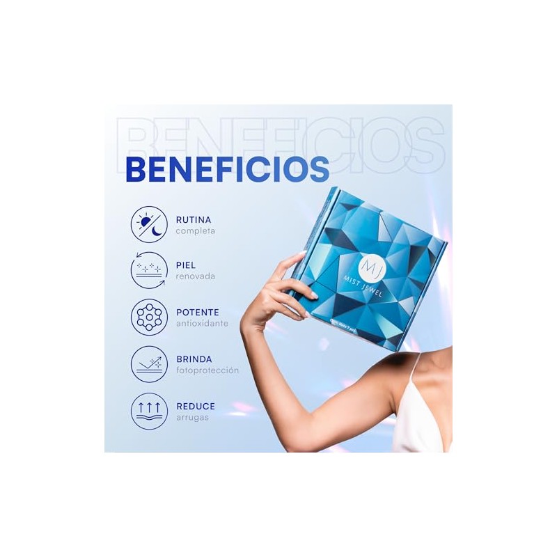 MIST JEWEL Kit Facial Luxe Skincare, Cremas Día y Noche,