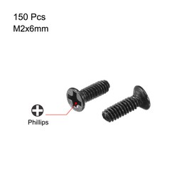 sourcing map M2 x 6mm Phillips Screw Fastener Black for Laptop PC TV Fan Switch 150pcs