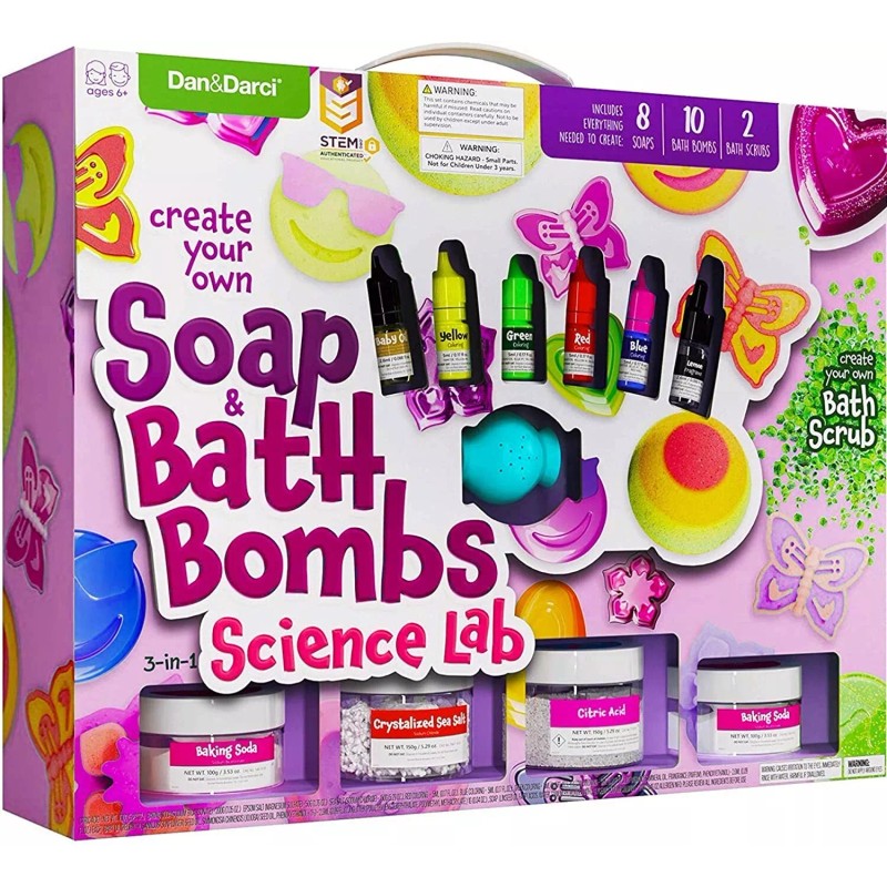 Dan&Darci Soap & Bath Bomb Making Kit for Kids, 3-in-1