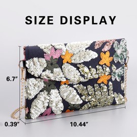 QTKJ Clutch Purses for Women, Envelope Package, Sequin Embroidered Flowers Cowboys Bag, Bohemian Handmade Handbags, Crossbody Bag for Vacation, Travel, Banquet(Styles 4)