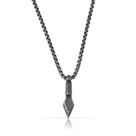 Made by Nami Men's Stainless Steel Necklace with Pendant Black 60 cm Long Waterproof Surfer Jewellery, Stainless Steel