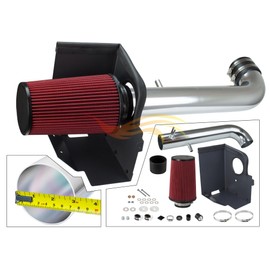 Cold Air Intake Airflow Inductions Kit System with Heat Shield Kit + Filter Combo Red Compatible For 12-18 Wrangler 3.6L V6