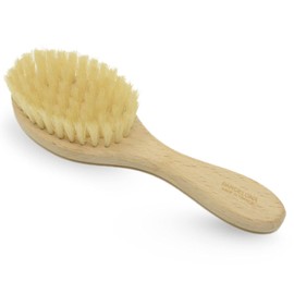Parcelona French Grooming Wooden Brown 6” Soft Natural Boar Silk Bristles Newborns Baby Brush for Girls and Toddlers (Wooden Brown)