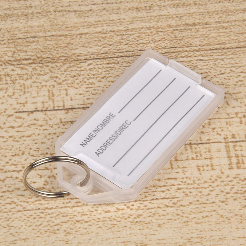 Hotgod 100 Pcs White Plastic Key Tags with Split Ring