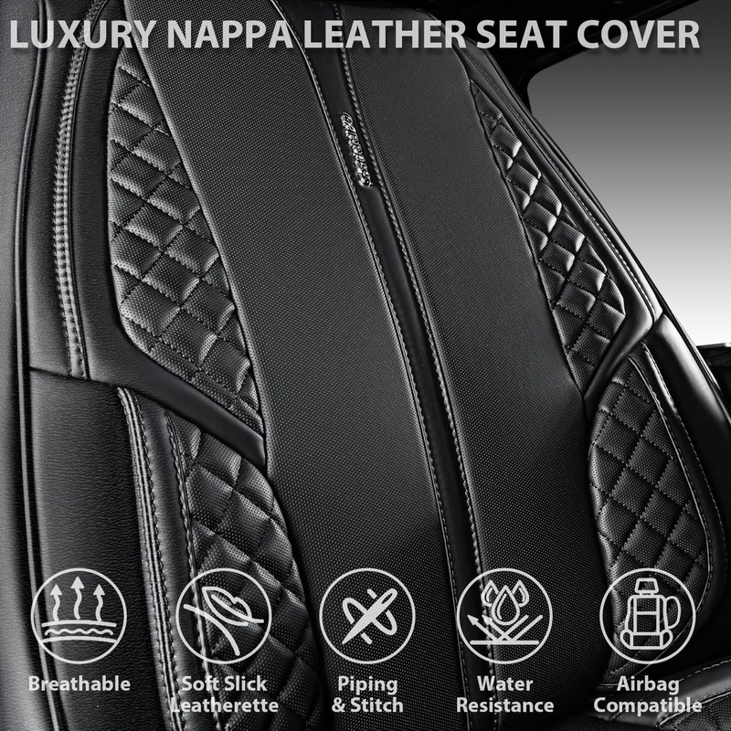 CAR PASS Nappa Leather Car Seat Covers Front Seats Only,