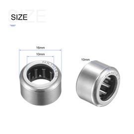 METALLIXITY HK101610 Needle Roller Bearings 10mm x 16mm x 10mm 5 Packs, Chromium Steel Open End Thrust Bearing - for Industrial Machinery and Equipment
