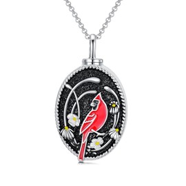 MEIDERBO Cardinal Urn Necklaces for Ashes 925 Sterling Silver Cardinal Cremation Pendant Jewelry Keepsake Memorial Gifts for Women
