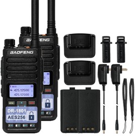 2 Pack BAOFENG Upgrade DR-1801 DMR Radio Digital/Analog Two Way Radio AES256 Long Range DM-1801 Upgraded 2200mAh Battery SMS Function 1024 Channels Walkie Talkie
