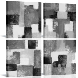 LoveHouse Abstract Wall Art Canvas Wall Decor Black and Grey Painting Prints Pictures Artwork