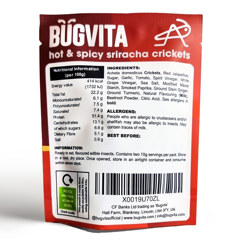 Hot and Spicy Sriracha Crickets | 20g | Farmed in