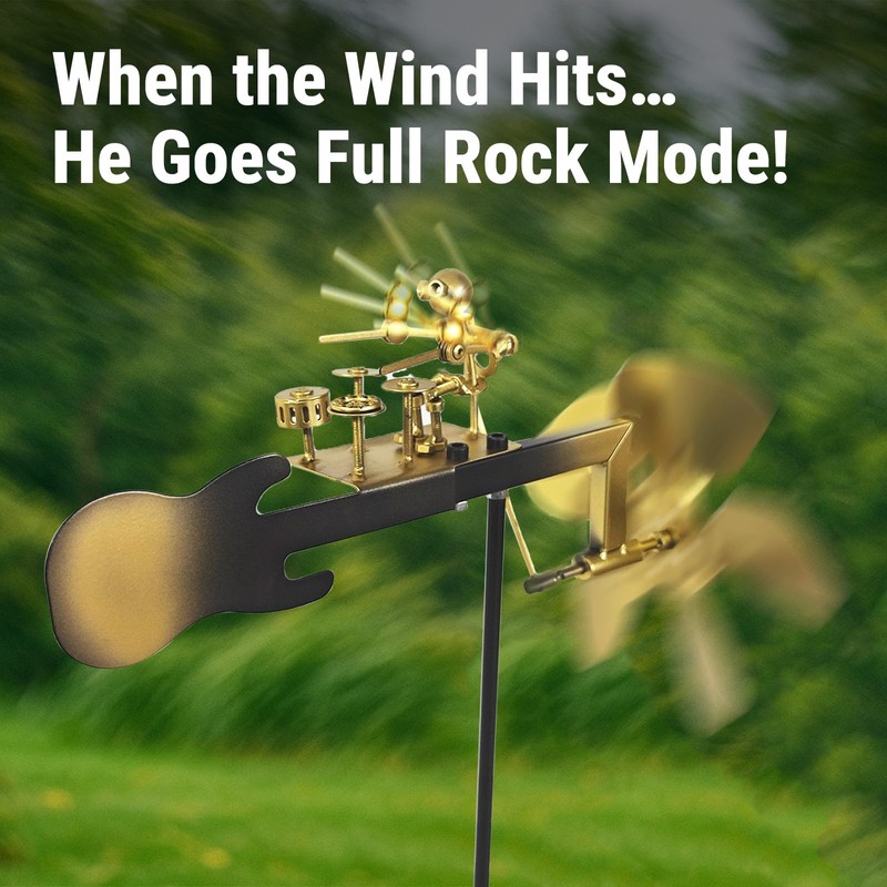 Metal Rock Band Windmill, Drummer Windmill Drummer Windmill Garden Decoration,