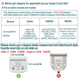 Metal Clipper Guards Attachment Combs Compatible with Andis/Compatible with Wahl/Compatible with Oster for Dog Grooming