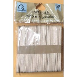 Woodcraft 100 Pack Of NATURAL WOODEN POPSICLE STICKS Wood Craft Stick School Art Ice Cream