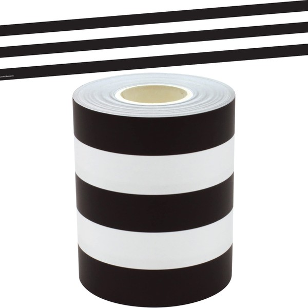 Teacher Created Resources Black & White Stripes Straight Rolled Border