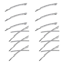 ccHuDE 12 Pcs 5.5cm Rhinestone Bobby Pins Metal Crystal Hair Pins X Shaped Hair Clips Glitter Wedding Hair Clips Bling Shiny Hair Clips Decorative Bridal Hair Barrettes Silver