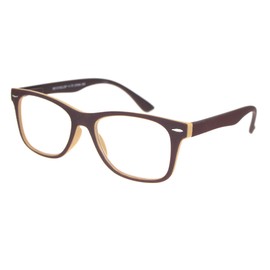 Matte Rubberized Hipster Horn Rim Spring Hinge Reading Glasses Brown +2.5