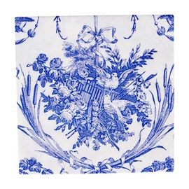 Caspari Romantic Toile Blue Cocktail Napkins - 20 Per Package