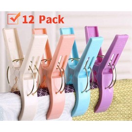 Strong Beach Chair Towel Clips Heavy Duty Pool Cover Clamps Cruise Ship Plastic Travel Clothespins Pack 12