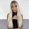Long Black Wig Human Hair with Bangs and Wig Cap