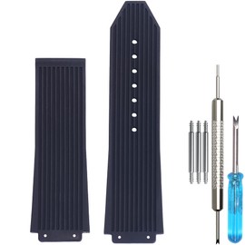 WRISTARMOR 25mm Rubber Replacement Band Compatible with Hublot Big Bang Watch Strap Sports Waterproof Bracelet (Black)