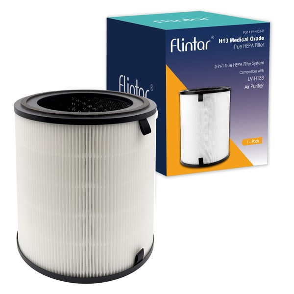 Flintar LV-H133 H13 True HEPA Replacement Filter, Compatible with LV-H133 MetaAir Tower Air Purifier, H13 Grade True HEPA Filtration System, Part Number LV-H133-RF