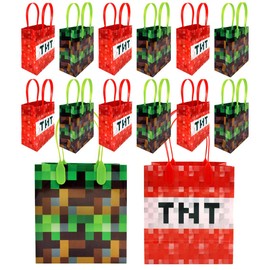 Pixels Miner Themed Party Favor Bags Treat Bags, 12 Pack