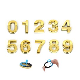 NumRealm Door Number, 3D Waterproof House Numbers, Self Adhesive Mailbox Address Garden Apartment Hotel Signage, Gold-0 to 9