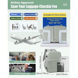 Large Vacuum Seal Compression Travel Backpack for Women Men Air Vacpack Travel Vacuum Bags with Pump Laptop Backpack with Shoe Compartment Carry On Suitcase Luggage Flight Approved Grass Green