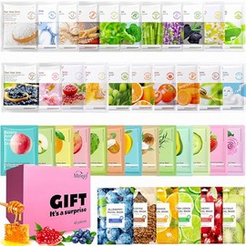 40 Pack Collagen Face Masks Skincare Bulk for All Skin Types,Hydrating Spa Sheet Mask for Sensitive Skin, Facial Mask Sets For Women Skin Care,Hydrati
