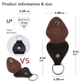 Qunrwe Pocket Hug & Leather Keychain, Long Distance & Cheer Up Gift, Thinking of You Gift, Thanksgiving & for Friends, Family & Lovers (Silver Letter)