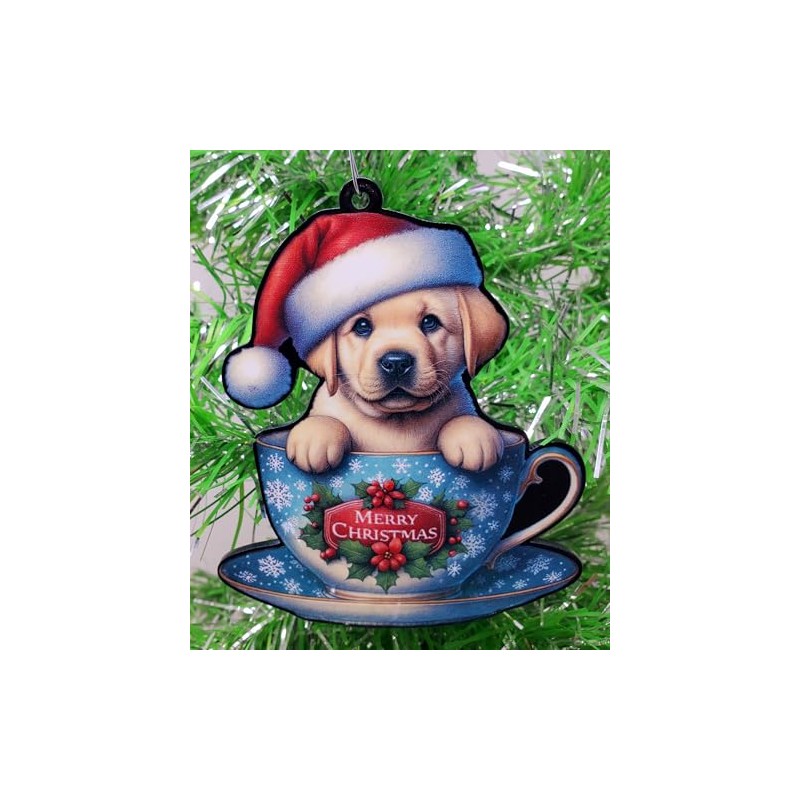 Generic Labrador Retriever Santa Pup in Merry Christmas Tea Cup
