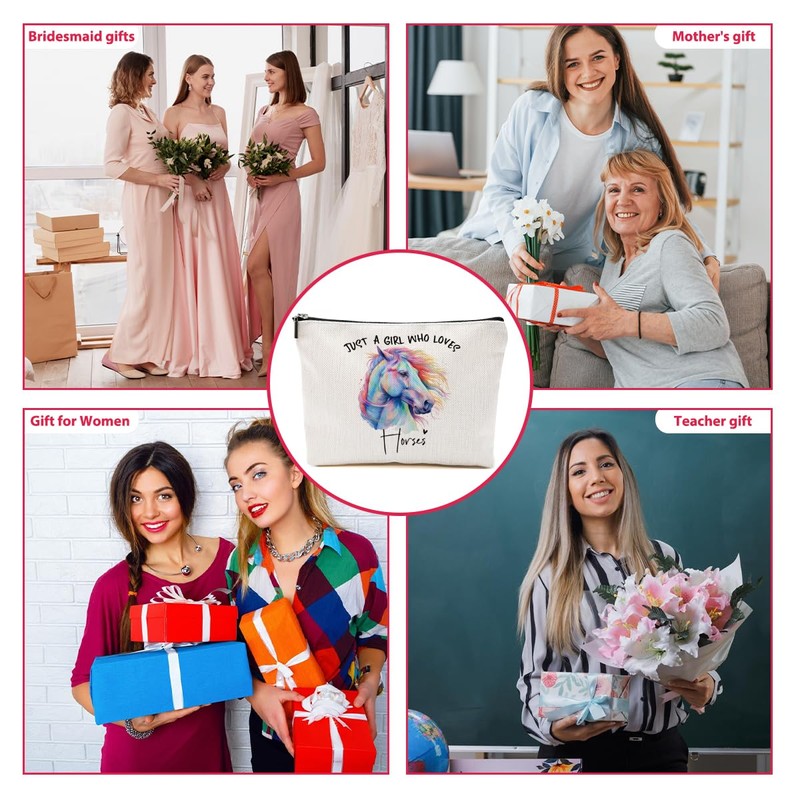 CFGBFDGH Horse Gifts for Women Makeup Bag, Horse Stuff Cosmetic