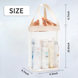 Travel Toiletry Bag, Clear Makeup Bag for Women, TSA Approved Toiletry Bag, Waterproof Clear Bag Cosmetic Pouch, Transparent Makeup Organizer, Carry on Airport Airline Compliant, Beige