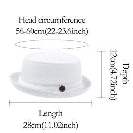 ZffXH Trilby Mesh Pork Pie Hat Summer Straw Fedora Cap Bowler Flat Top Sun Hat for Men Women Pack of 6, White and khaki