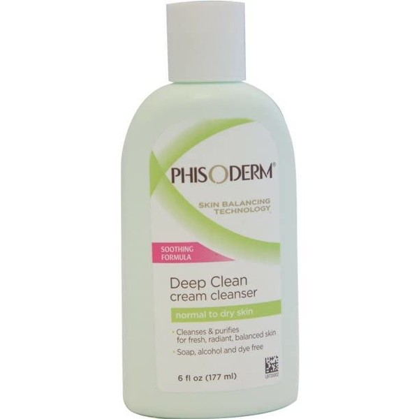 Phisoderm Deep Clean Cream Cleanser, Normal to Dry Skin 6 fl oz (Pack of 6)
