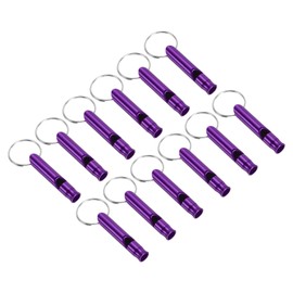 PATIKIL Emergency Whistle, Pack of 12, Loud Sound, Aluminium Key Chain, Whistles, Outdoor Safety Whistle for Boating, Camping, Hiking, Purple