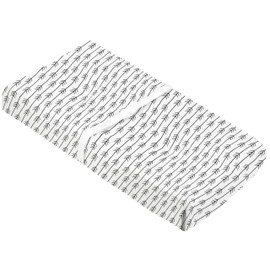 Kushies Baby 100% Breathable Cotton Flannel Contoured Changing Pad Cover with Slits for Safety Straps, 17" x 33" One Direction Black and White